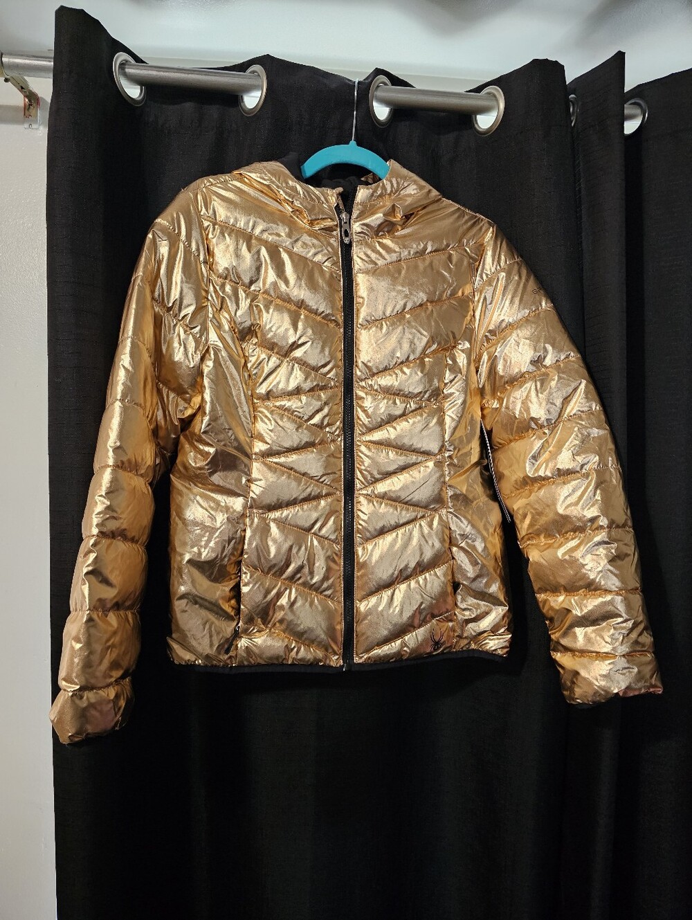 Spyder Metallic Rose Gold Puffer Jacket S